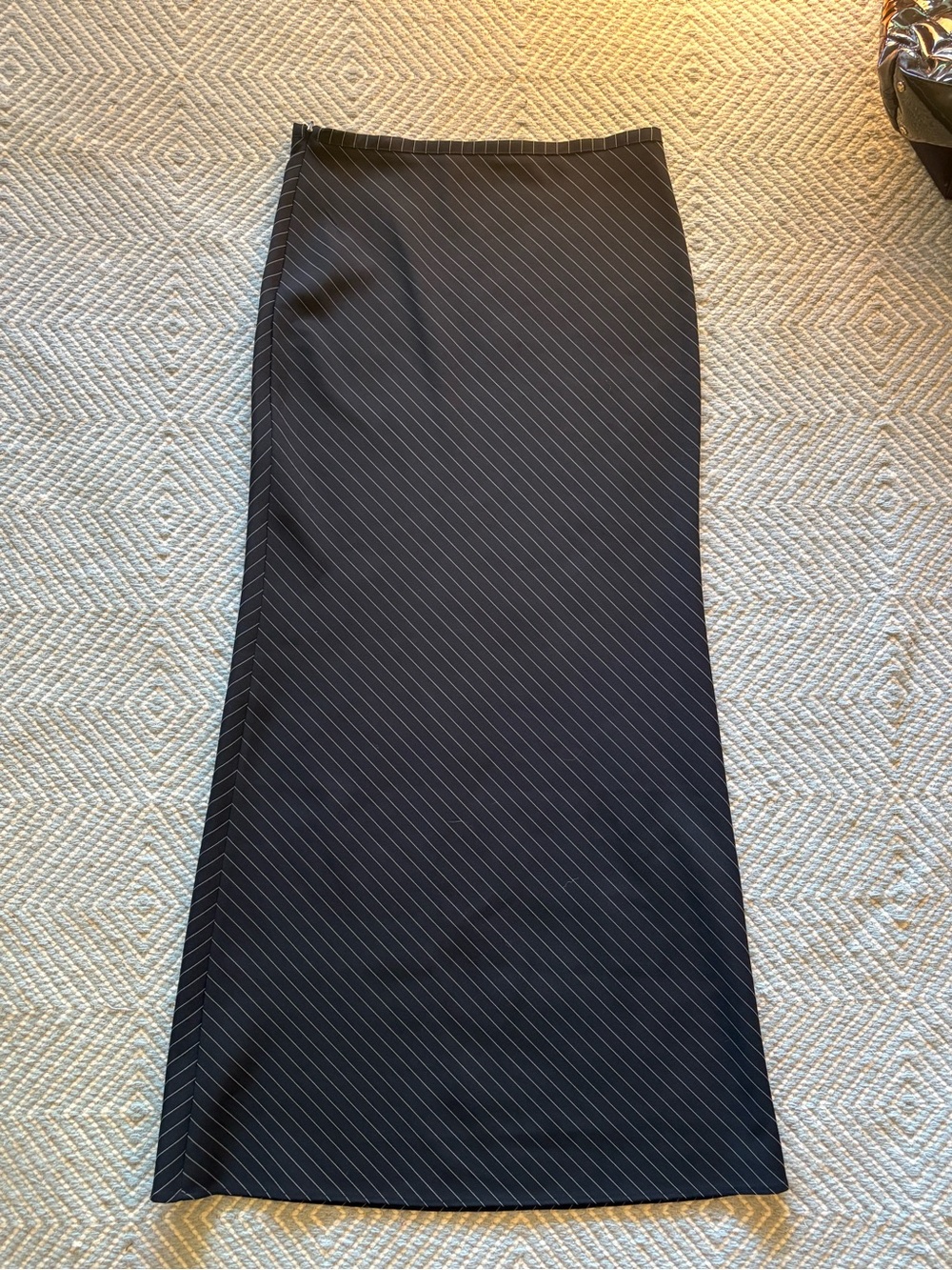 Lioness Black Maxi Skirt with White Pinstripes